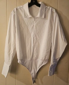 NWT Good American Collared Bodysuit Size 1 White Thong New - Picture 1 of 4