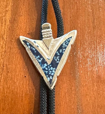 Vintage Arrowhead Silver Color with Inlay Southwestern Bolo Tie - Image 1 of 2