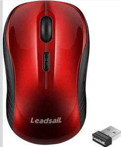 Wireless Red Mouse for Laptop Silent Cordless 2.4G USB Mini Mouse, Optical New  - Picture 1 of 3