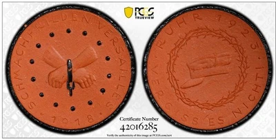 Medalla de porcelana de la República de Weimar de Alemania 1923 ~ Scheuch 894 m Ruhr ~ graduación profesional MS66 Foto 1 de 4