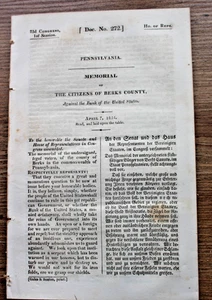 1834 Memorial Citizens Berks County Against Bank United States 36 Pgs. of Names - Picture 1 of 4