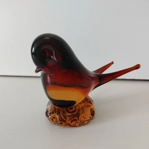 Vintage Amber Glass Bird Paperweight Ornament Handmade - Picture 1 of 11