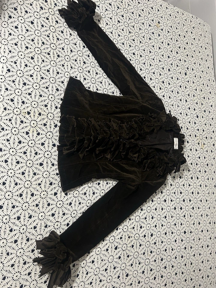 Chaqueta Blazer Anne Fontaine Marca Deposee Volantes Corsé Terciopelo Mujer Talla 3 (10us Foto 1 de 4