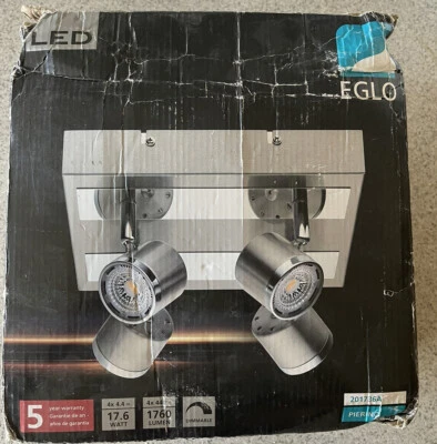 EGLO Pierino 8.66 in W .Satin Nickel And Chrome Integrated LED Ceiling Flush Mt. - Image 1 of 3