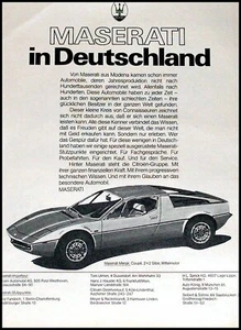 Maserati Merak originale Werbung 1974....Maserati in Deutschland - Picture 1 of 1