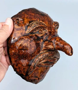 Weird Face Head Pottery Hand Made with Freakishly Long Creepy Nose Wall Decor - Picture 1 of 9