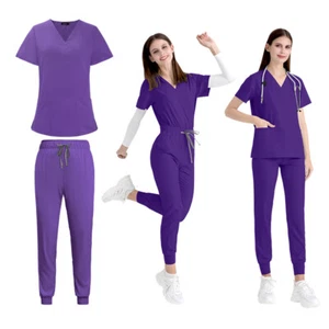 Viaoli Scrub Nursing Uniform Medical Scrub Set Women Workware V-Neck Jogger - Bild 1 von 19
