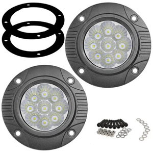 Par de barras de luz de trabajo LED de montaje empotrado de 5" punto inundación conducción reversa redonda todo terreno - Imagen 1 de 14