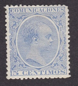 Spagna 1889 Alfonso XIII Pelon 5c blu paralume chiaro come nuovo cerniera media - Foto 1 di 2