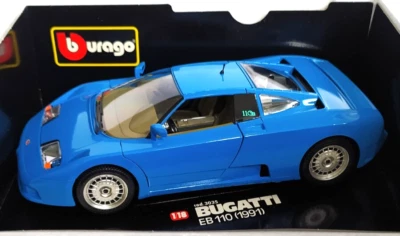 BURAGO  1:18 AUTO DIE CAST METAL  BUGATTI EB 110 1991 BLU MADE IN ITALY     3035 - Immagine 1 di 4