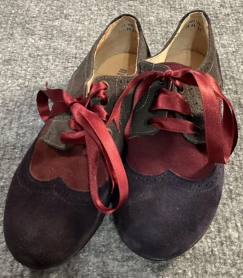 Andago Melisa замшевый Оксфорд большой девочек 2 ЕС размер 34 темно-бордовый красный черный танец b - Изображение 1 из 4