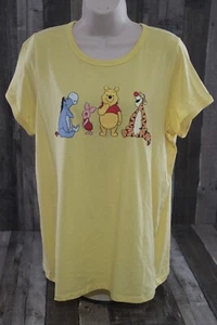 Disney Winnie The Pooh Eeyore Tigger Piglet T-Shirt Womens 0 (XSmall) Yellow SS - Picture 1 of 7