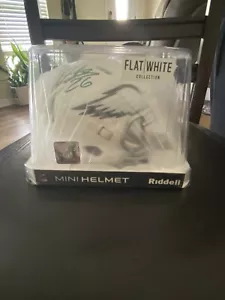 Miles Sanders Signed Philadelphia Eagles Flat White Mini Football Helmet - Picture 1 of 2
