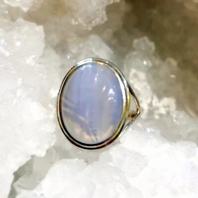 Ring mit blue lace Achat , 925er Silber, Gr. 17,2 - Agat - Chalcedon - Blau - Bild 1 von 4