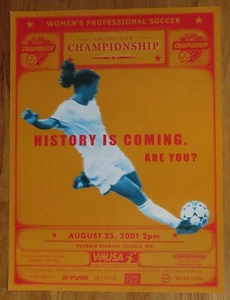 Póster del Campeonato de la WUSA MIA HAMM History is Coming to Foxboro 25 de agosto de 2001 - Imagen 1 de 3