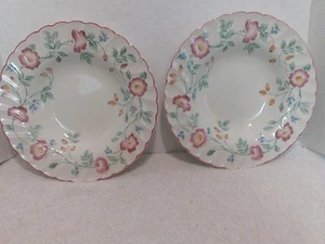 Vajilla inglesa Churchill Staffordshire, Briar Rose, 2 cuencos de sopa con bordes - Imagen 1 de 4