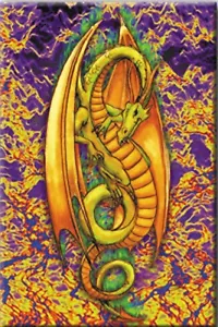 Green Flame Dragon Magnet - Premium Quality Original Artwork Fridge Magnet - Picture 1 of 1