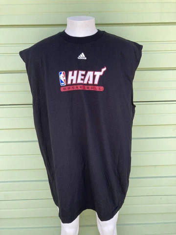 NBA MIAMI HEAT ADIDAS MEN WARM UP BLACK SHIRT SWEATSHIRT size 3XLT #4877 Cover