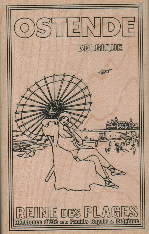 Sello de goma Ostende Belgique 3 1/2 x 5 1/2", océano, náutico, playa Foto 1 de 1