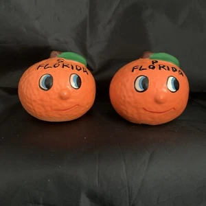 Florida Oranges Vintage Anthropomorphic Salt & Pepper Shakers Citrus Retro - Imagen 1 de 7