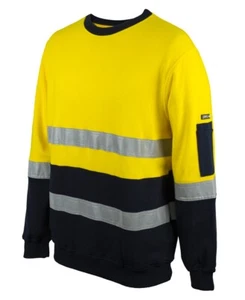 Jb's Hi Vis 310gsm Día Noche Algodón Cuello Redondo Vellón Sudadera Cinta Reflectante - Imagen 1 de 10