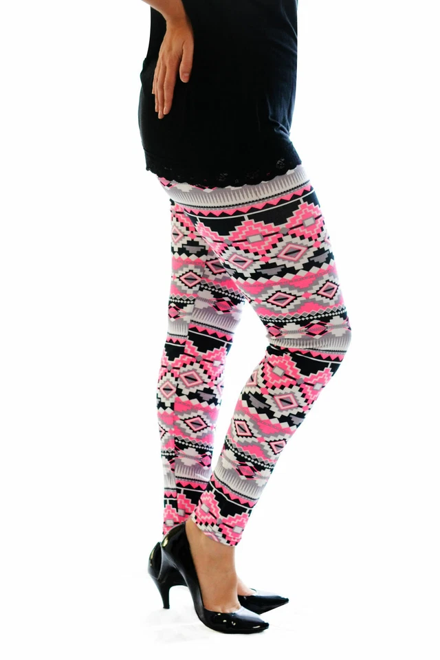 New Womens Leggings Ladies Plus Size Aztec Neon Trouser Full Length Nouvelle - Image 1 of 1