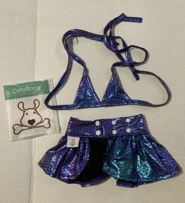 NiP Cutebone Falda Sirena Perro Conjunto M Metálico Azul Púrpura Foto 1 de 3