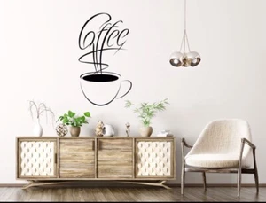 Coffee Cup Word Decal Wall Decal Sticker For Home/Business Custom Decals Sale - Picture 1 of 2