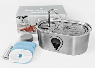GNGPet Cat Water Fountain 3.5L Stainless  Quiet Pump 4 Filters Brush Set - Image 1 of 4