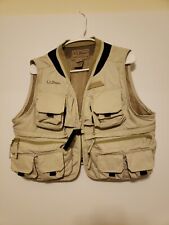 Vintage LL Bean Fly Fishing Vest 13 Pockets Size XL Tan USA Made Zip Up