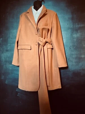 NEW WOMEN LADIES MILITARY STYLISH BROWN TAN BELTED COAT SIZEUK14-16 EU42-44 - Image 1 of 4