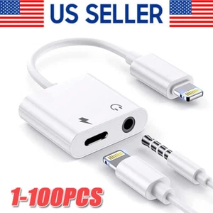 For iPhone 14 13 12 11 Pro to3.5mm AUX Headphone Jack Adapter Audio Splitter lot - Picture 1 of 9