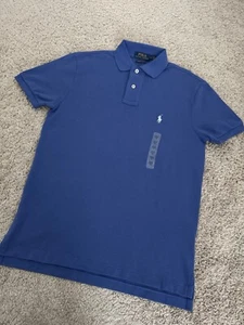 NWT Polo Ralph Lauren Men's S Polo Shirt Custom Slim Fit Mesh Pony Logo Blue - Picture 1 of 5