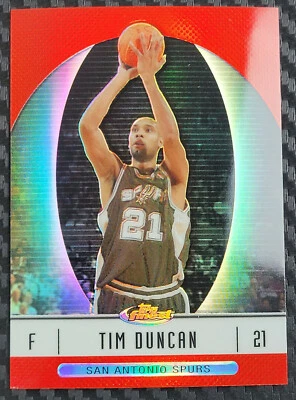 2006-07 TOPPS FINEST - TIM DUNCAN - RED REFRACTOR SPURS HOF - Image 1 of 2