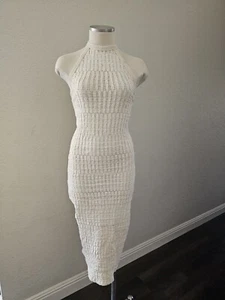 Zara Beige Knit Halter Summer Dress Size Small NWT - Picture 1 of 6
