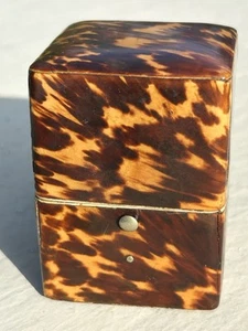 Victorian Edwardian 1900 travel Inkwell Box In Faux Tortoise Shell And Sterling - Picture 1 of 9