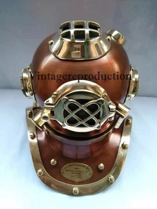 6" INCH ANTIQUE U.S NAVY DIVING DIVERS HELMET BRASS AND STEEL COPPER GIFT ITEM - Picture 1 of 6