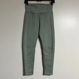 Aerie Offline Cropped Leggings Womens Green Activewear Stretch Ribbed Size Small - Picture 1 of 9