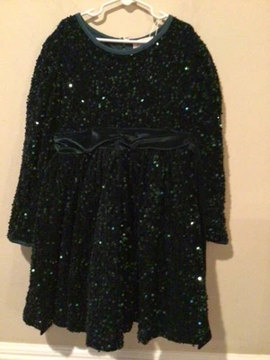Marie Nicole Girls XXXL (7years) Emerald Green Velvet Sequin Holiday Dress NWT - Image 1 of 4