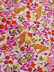 150cm X approx 1 metre. White Base Bright Floral with Leopards on Cotton. - Picture 1 of 3