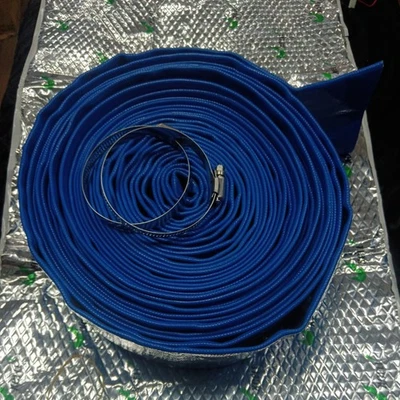 Manguera de descarga plana de PVC Gloxco 3" ID Blue Lay, longitud 50' Foto 1 de 3