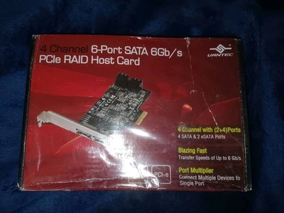  Vantec 4-Channel 6-Port SATA 6Gb/s PCIe RAID Host Card with 4 SATA & Sealed - Image 1 of 4