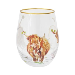 Vaso grande de vidrio de ginebra Highland Cow sin tallo en caja de regalo - Imagen 1 de 3