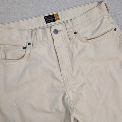 J. Crew Slim Straight Fit Jeans Men's 33x34 Stain 5 Pocket White/Yellow Cotton - Image 1 of 4