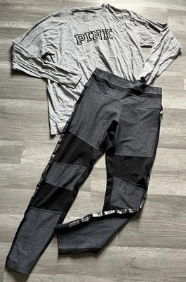 Conjunto de camiseta y leggins Victoria Secret rosa manga larga Foto 1 de 4