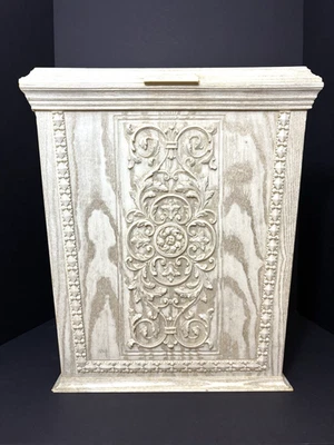 Vtg HTF '60s Max Klein Faux Wood Plastic Cream Laundry Hamper Hollywood Regency - Image 1 of 4