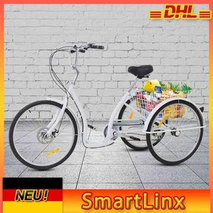 26 Zoll Erwachsene/Senioren Dreirad 6-Gang 3-Rad Fahrrad Bicycle m/ Einkaufskorb - Bild 1 von 15