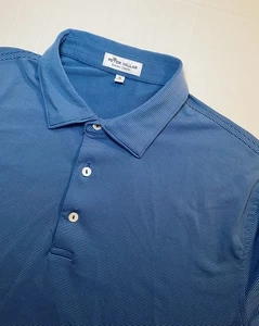 Peter Millar Poloshirt Herren mittelblau gestreift Sommer Komfort Golf - Bild 1 von 6