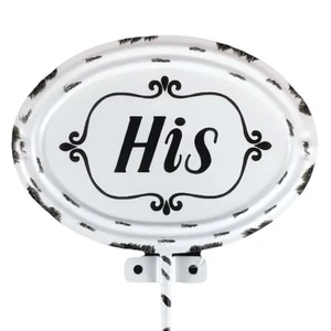 Gancho de pared de metal ovalado para granja blanco negro imitación envejecido toallero - Imagen 1 de 9