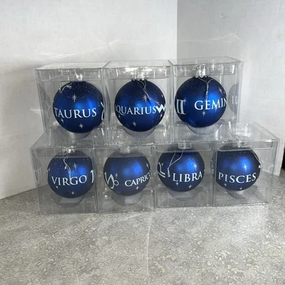 Kurt Adler Zodiac Ornaments, Set of 7 Astrology Signs 80 MM Glass Christmas-659 - Image 1 of 4